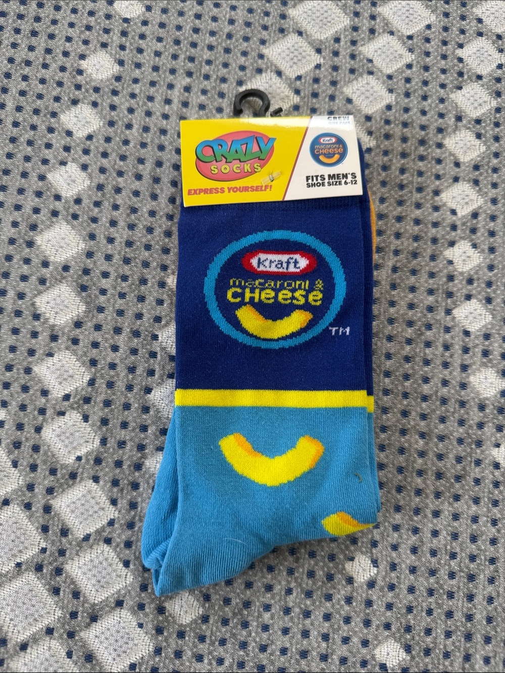 Kraft Macaroni & Cheese Men's Blue Novelty Socks - Crazy Socks